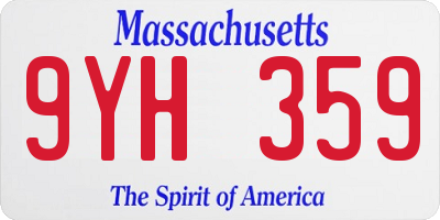 MA license plate 9YH359