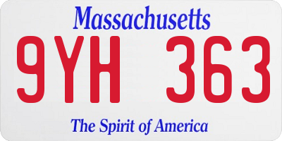 MA license plate 9YH363
