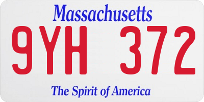 MA license plate 9YH372