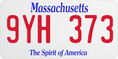 MA license plate 9YH373