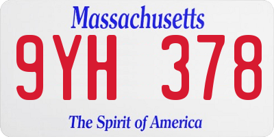 MA license plate 9YH378