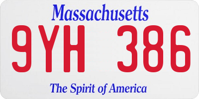 MA license plate 9YH386