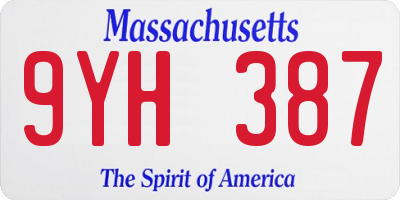 MA license plate 9YH387
