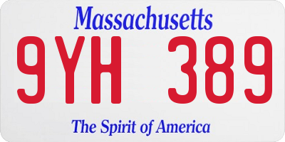 MA license plate 9YH389