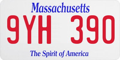 MA license plate 9YH390