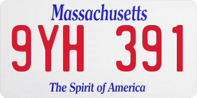 MA license plate 9YH391