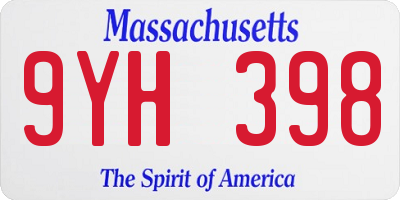 MA license plate 9YH398