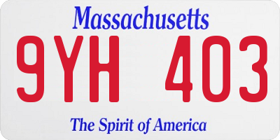 MA license plate 9YH403