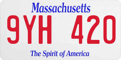 MA license plate 9YH420