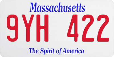 MA license plate 9YH422