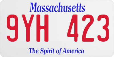 MA license plate 9YH423