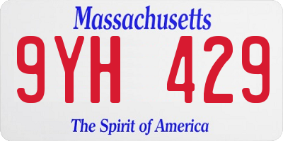 MA license plate 9YH429