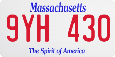 MA license plate 9YH430