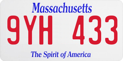 MA license plate 9YH433