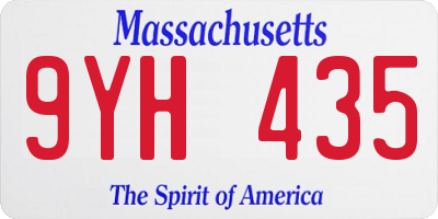 MA license plate 9YH435
