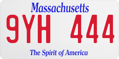 MA license plate 9YH444