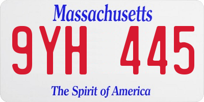 MA license plate 9YH445