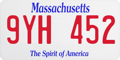 MA license plate 9YH452
