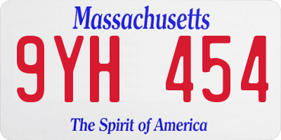 MA license plate 9YH454