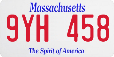 MA license plate 9YH458
