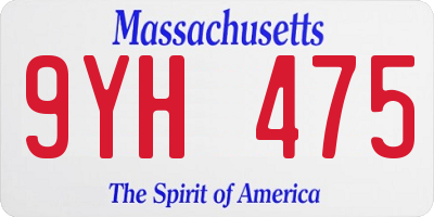 MA license plate 9YH475