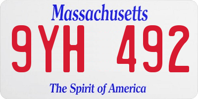 MA license plate 9YH492