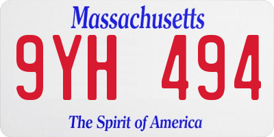 MA license plate 9YH494