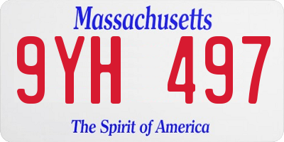 MA license plate 9YH497