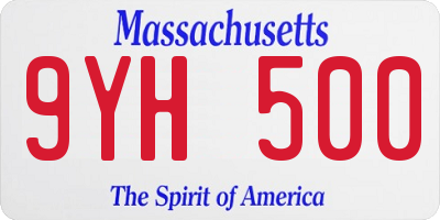 MA license plate 9YH500