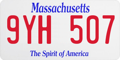 MA license plate 9YH507