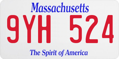MA license plate 9YH524