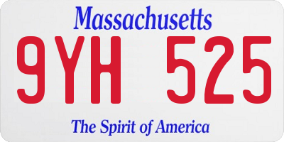 MA license plate 9YH525