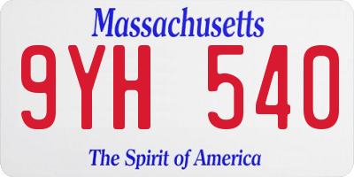 MA license plate 9YH540