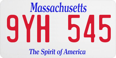 MA license plate 9YH545