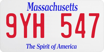 MA license plate 9YH547