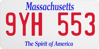 MA license plate 9YH553