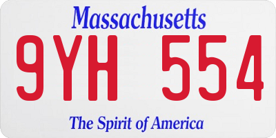 MA license plate 9YH554
