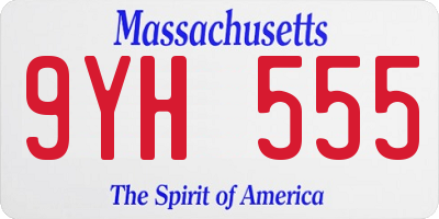MA license plate 9YH555