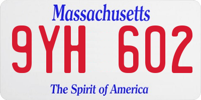 MA license plate 9YH602