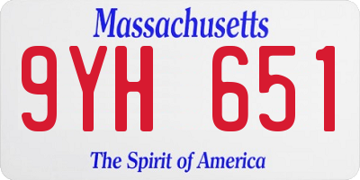 MA license plate 9YH651