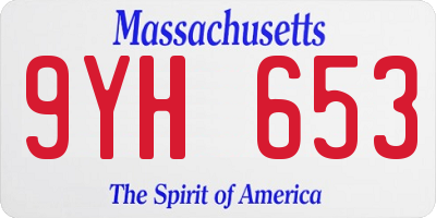 MA license plate 9YH653
