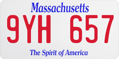 MA license plate 9YH657