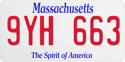 MA license plate 9YH663