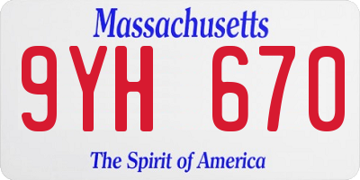 MA license plate 9YH670