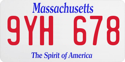 MA license plate 9YH678