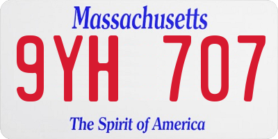 MA license plate 9YH707