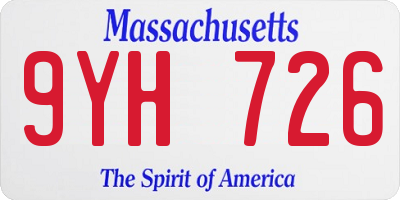 MA license plate 9YH726