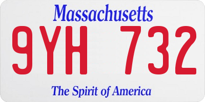 MA license plate 9YH732
