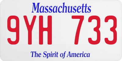 MA license plate 9YH733