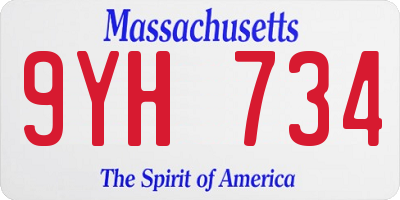 MA license plate 9YH734